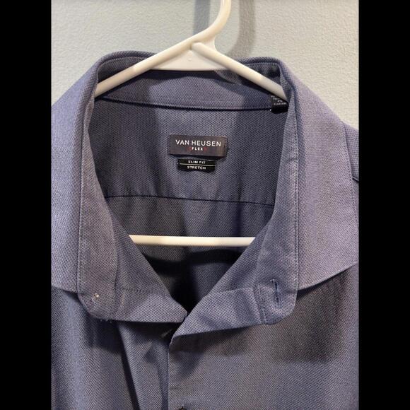 Mens Van Heusen Flex Slim Fit Stretch Long Sleeve Button Up Shirt, Size XL. Blue - Picture 3 of 3